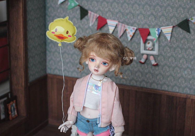 QQ-56C Cappuccino/Light Brown BJD Doll Mohair Wig {Dolly Planet} 1/8;1/6 ;1/4 ; 
