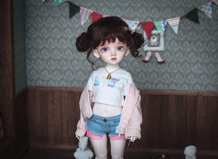 QQ-58C Cappuccino Light Brown BJD Doll Mohair Wig {Dolly Planet} 1//8;1//6 ;1//4
