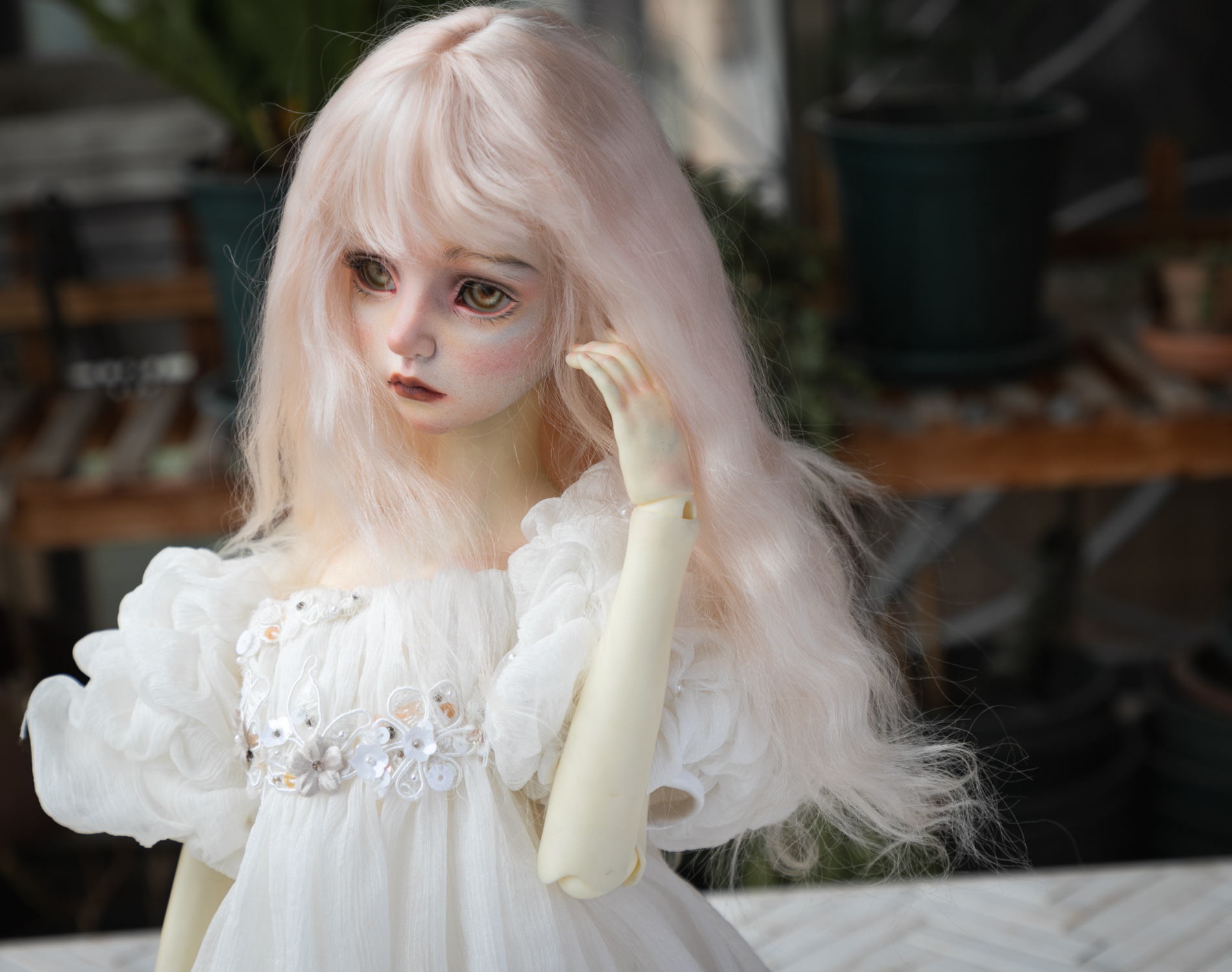 QQ-41C Light Gold Color BJD Doll Mohair Wig {Dolly Planet} 1/8;1/6 ;1/4 ;1/3 