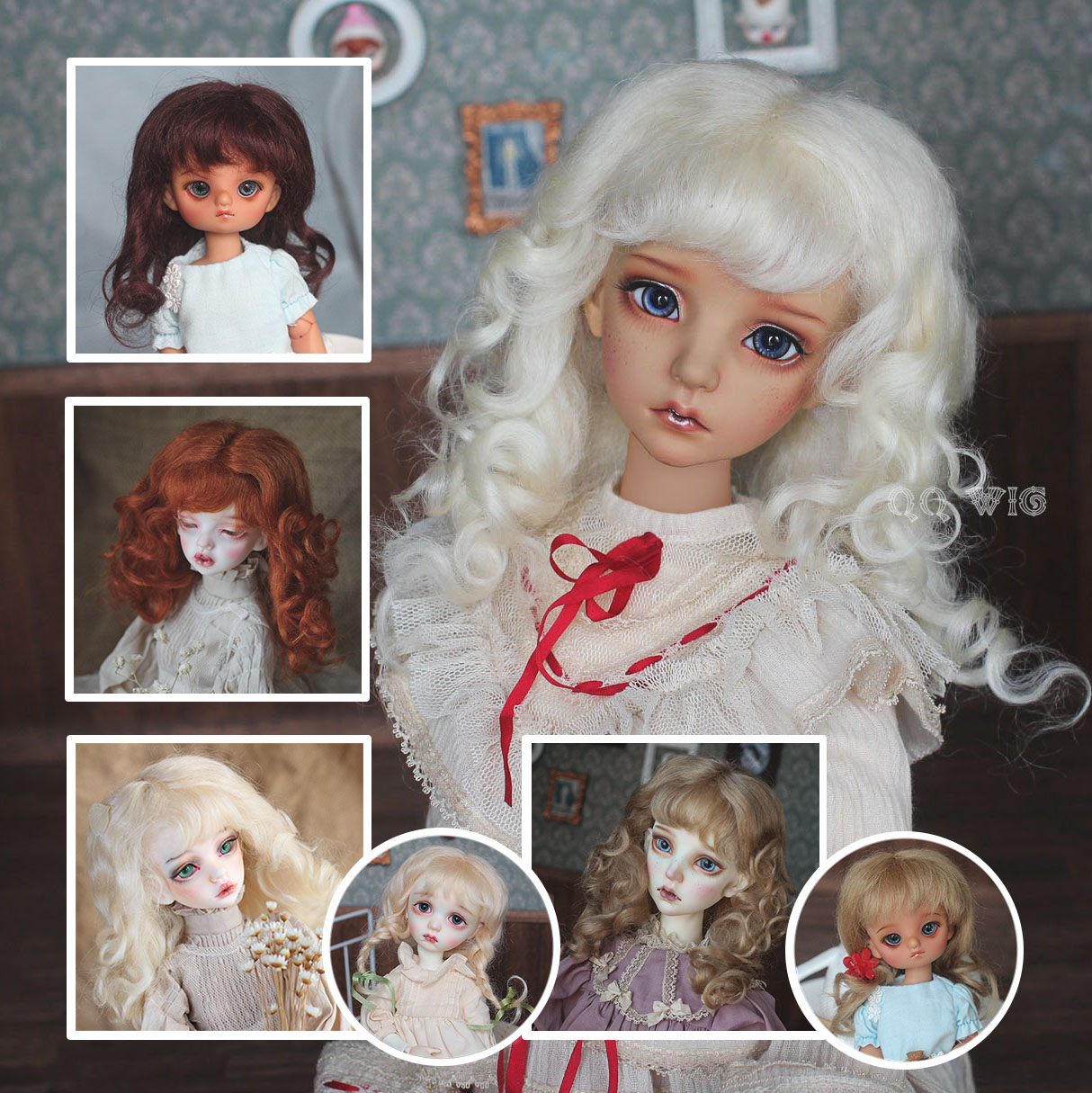 QQ-21 Cappuccino/Blond/Carrot/Chocolate/Ivory [Mohair Wig]