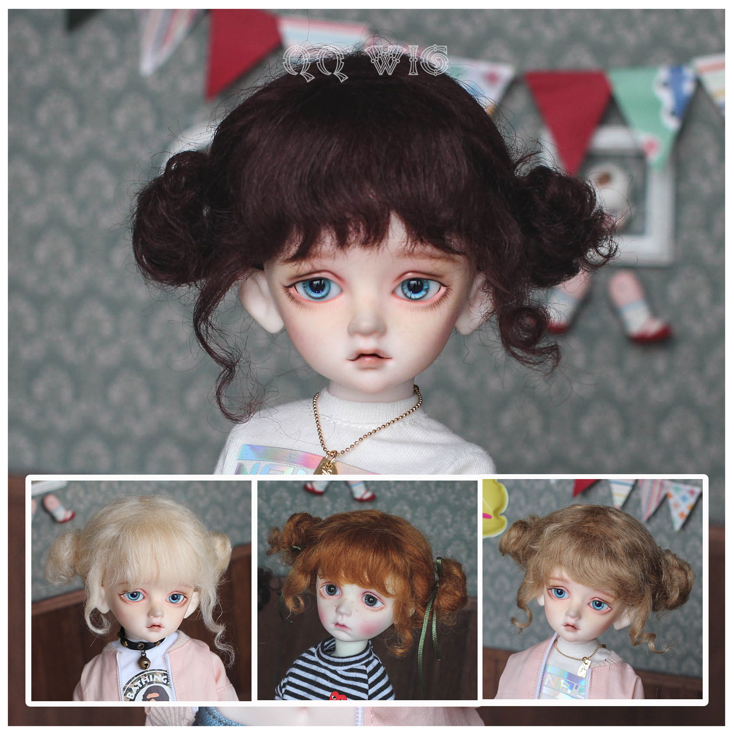 QQ-58【DollyPlanet】BJD Doll Mohair Wig  *秀儿*